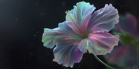 A Holographic Hibiscus with Aurora-like Glow
