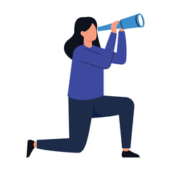 Business woman looking through telescope for future opportunities vector illustration. © Chandan Tripathy