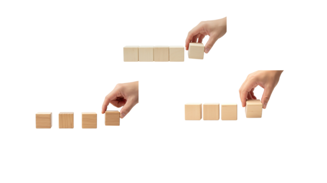 Wooden Blocks Hand on transparent background, png - Powered by Adobe