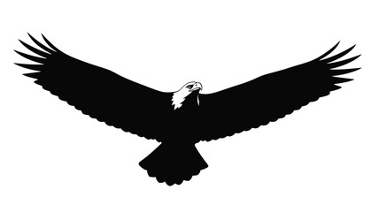 soaring eagle with open wings a striking black and white graphic silhouette