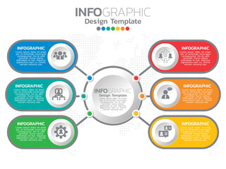 Infographic design template with eight colorful sections