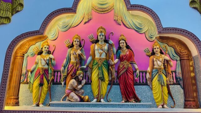 Rama, Sita, Lakshman, and Hanuman symbolizing righteousness and devotion