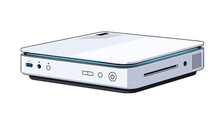 Obraz premium Modern White Compact Mini PC or Media Player on Isolated White Background