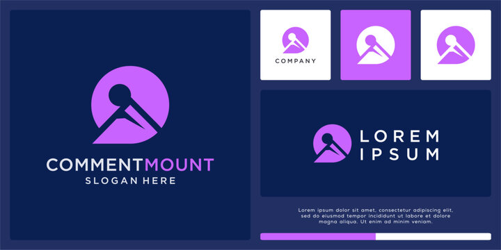 Comment mountain logo design with bubble chat.