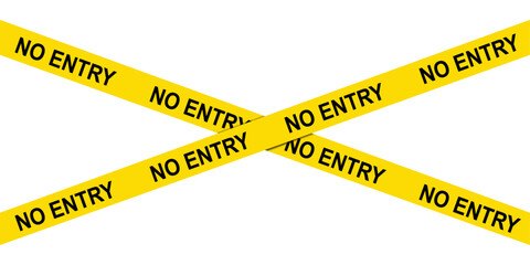 No entry caution tape icon, restricted area warning symbol, crossed security barrier graphic for safety signage