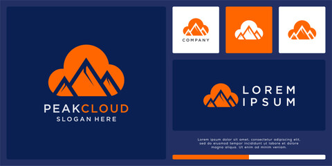 Peak cloud logo design template.
