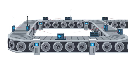 Automated conveyor belt system with smart sensors in modern factory production line technology