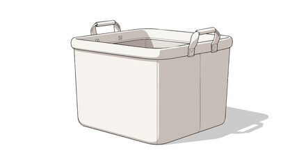 Empty beige storage bin with handles, versatile household container for organization