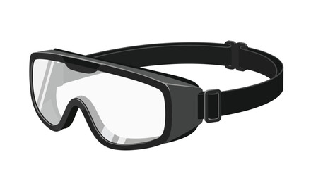 Black industrial safety goggles with clear lens and adjustable strap for eye protection