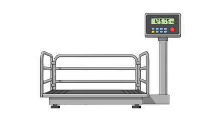 Industrial digital platform scale displaying weight, ideal for warehouse and livestock measurement.