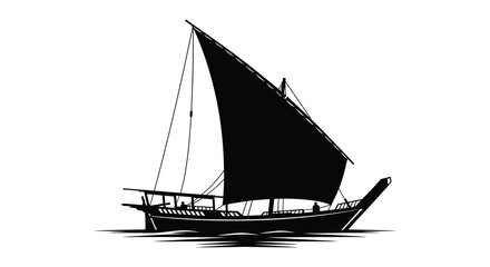 a striking black and white illustration depicts a traditional sailing ship gracefully navigating the water showcasing a classic maritime silhouette © mrvect02