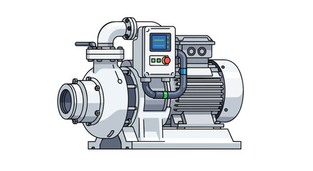 Industrial Water Pump with Electric Motor and Control Panel for Fluid Transfer System