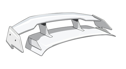 White Car Spoiler for Performance and Aerodynamics, Automotive Accessory Isolated