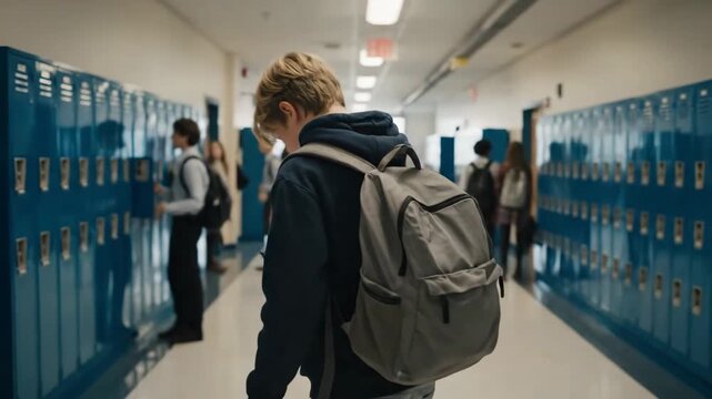 A teenager at school is using a smartphone and is very nervous. Negative, negative emotion in a teenager.
