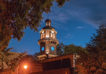 Historical clock tower in the city center of Varna, Bulgaria