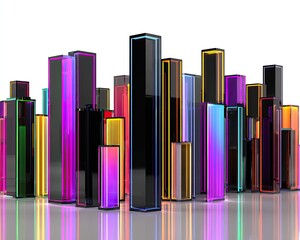 Obraz premium Colorful Abstract Cityscape With Neon Illuminated Buildings
