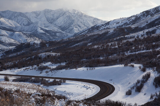 Aerial view of Emigration Canyon Road in Salt Lake City, UT