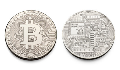 Bitcoin Silver Coin: Digital Currency Symbol, Blockchain Technology, and Crypto Finance Icon