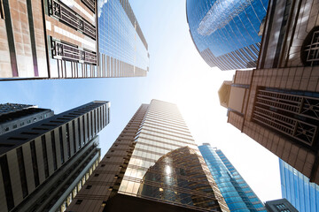 Low angle view of modern office buildings