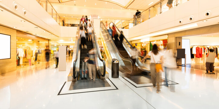 Blur of people on shopping mall