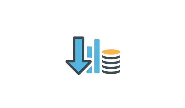 Minimal cost reduction icon flat vector illustration isolated on transparent background