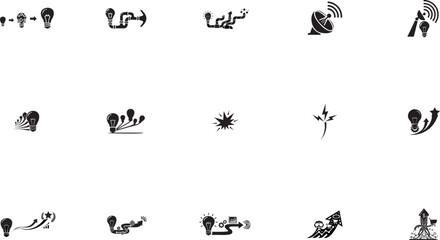 Fototapeta premium Creative lightbulb ideas and business growth success with star achievement vector illustration