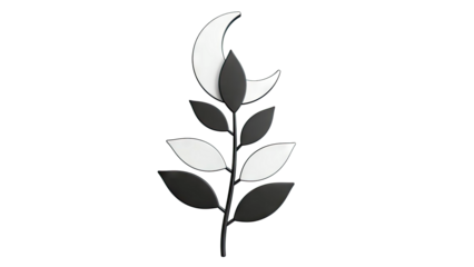 Modern Wall Art: Moon and Leaf Branch