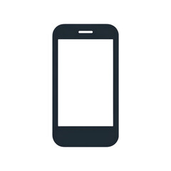 Minimal mobile smartphone icon isolated on white background, flat phone symbol for technology, communication, and mobile app design concept