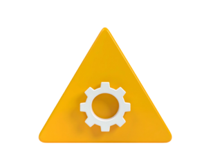 Orange Triangle Warning Sign with Gear Icon.