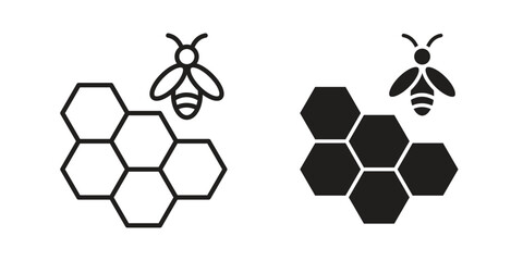 Obraz premium Honeycomb icon concept template. linear or solid icon collection