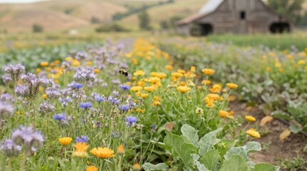 Obraz premium Vibrant wildflower meadow in full bloom
