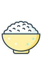 A Colorful Illustration of a Bowl Filled with Fluffy Cooked Rice, Ready to Eat