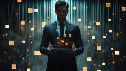 Innovative business presentation with soft glow effects in modern digital environment