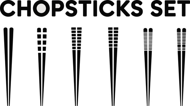 Elegant chopsticks set in minimalist black and white design for asian cuisine dining experiences creative kitchenware illustration artistic asian culture promotion restaurant advertising catering serv