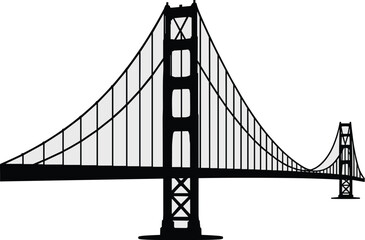 Obraz premium Golden Gate Bridge silhouette illustration landmark icon in San Francisco California famous travel destination structure design for tourism and engineering industry websites and architectural presenta
