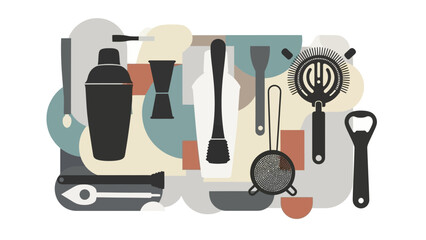 Abstract Cocktail Creation Tools Presentation For Bar Service Promotion Designs