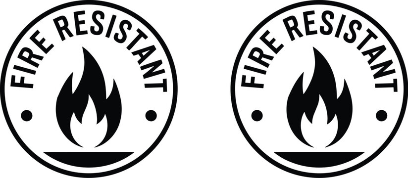Fire Resistant Symbol Icon Set for Safety Regulations Building Materials and Construction Industry Fireproofing and Protection Standards Quality Assurance and Compliance for Product Labeling and Safet