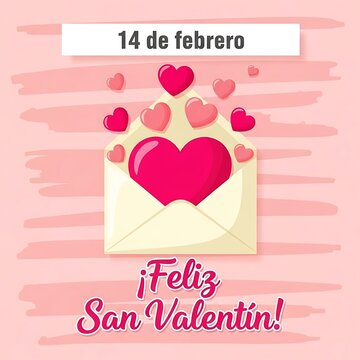 A digital illustration of a Valentine's Day card with a heart in an envelope