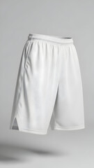 White Sports Shorts on Gray Background.