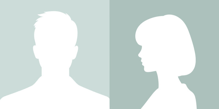 Anonymous faceless man and woman silhouette profile for user avatar placeholder on website or social media platform generic default headshot icon in modern vector illustration for business presentatio
