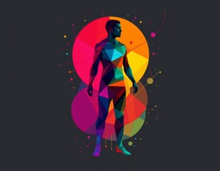 Obraz premium Vibrant Geometric Human Figure with Colorful Abstract Circles