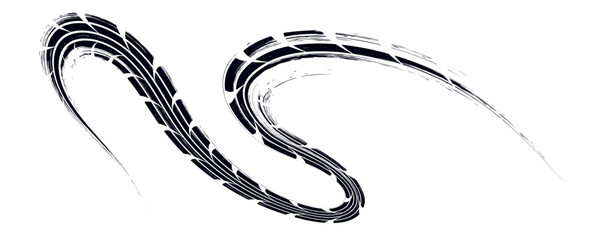 Tire track. Tyre mark of car, bike, motorcycle with grunge effect on white background. © ifon