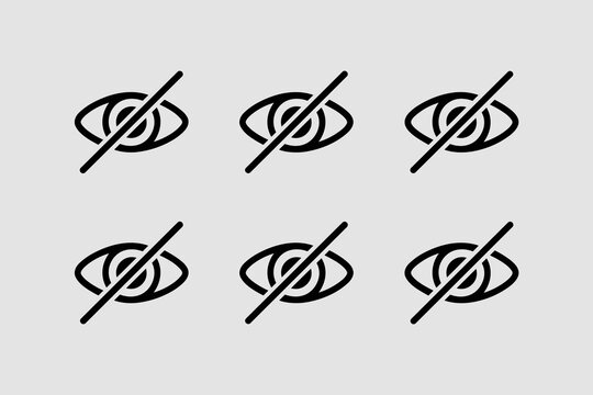 Sensitive data eye crossed out for privacy concept in modern simple flat vector icon of hidden personal information and confidential content restriction for secure website ui design and social media m