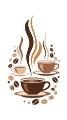 Obraz premium Artistic Coffee Cup Illustration Depicting Aroma And Coffee Bean Design Composition