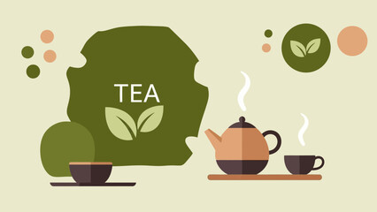 Aesthetic Vector Illustration of Tea Ceremony, Representing Relaxation and Herbal Delights