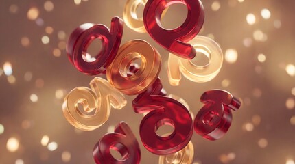 Falling red and gold numbers create dynamic abstract background. Modern data visualization for celebrating an important event.