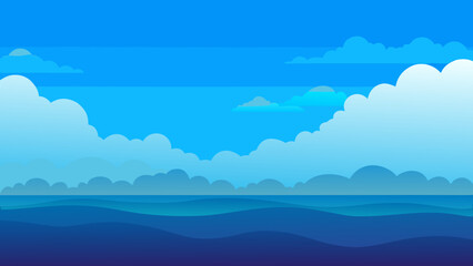 Obraz premium Serene blue sky with fluffy clouds Vector