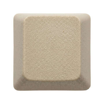 Retro beige keycap top view isolated. Vintage computer button.