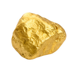 Pure gold nugget rock isolated on transparent background