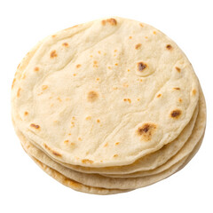 Fresh Indian chapati isolated on transparent background